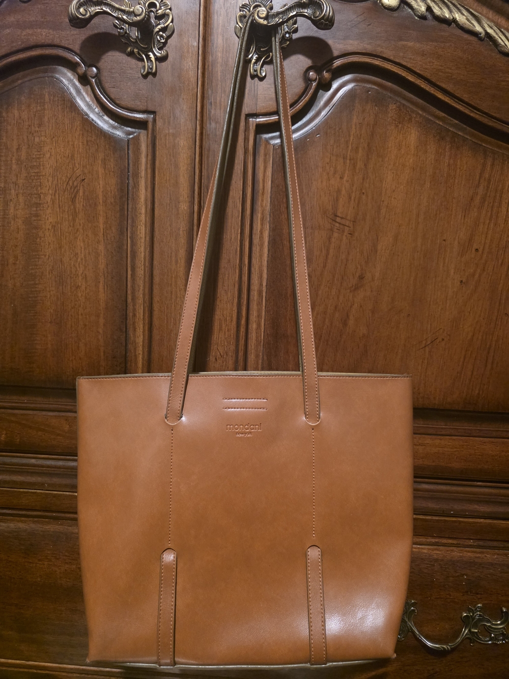 Mondani Genuine Leather Tan Tote Bag - Classic Women's Shoulder Bag